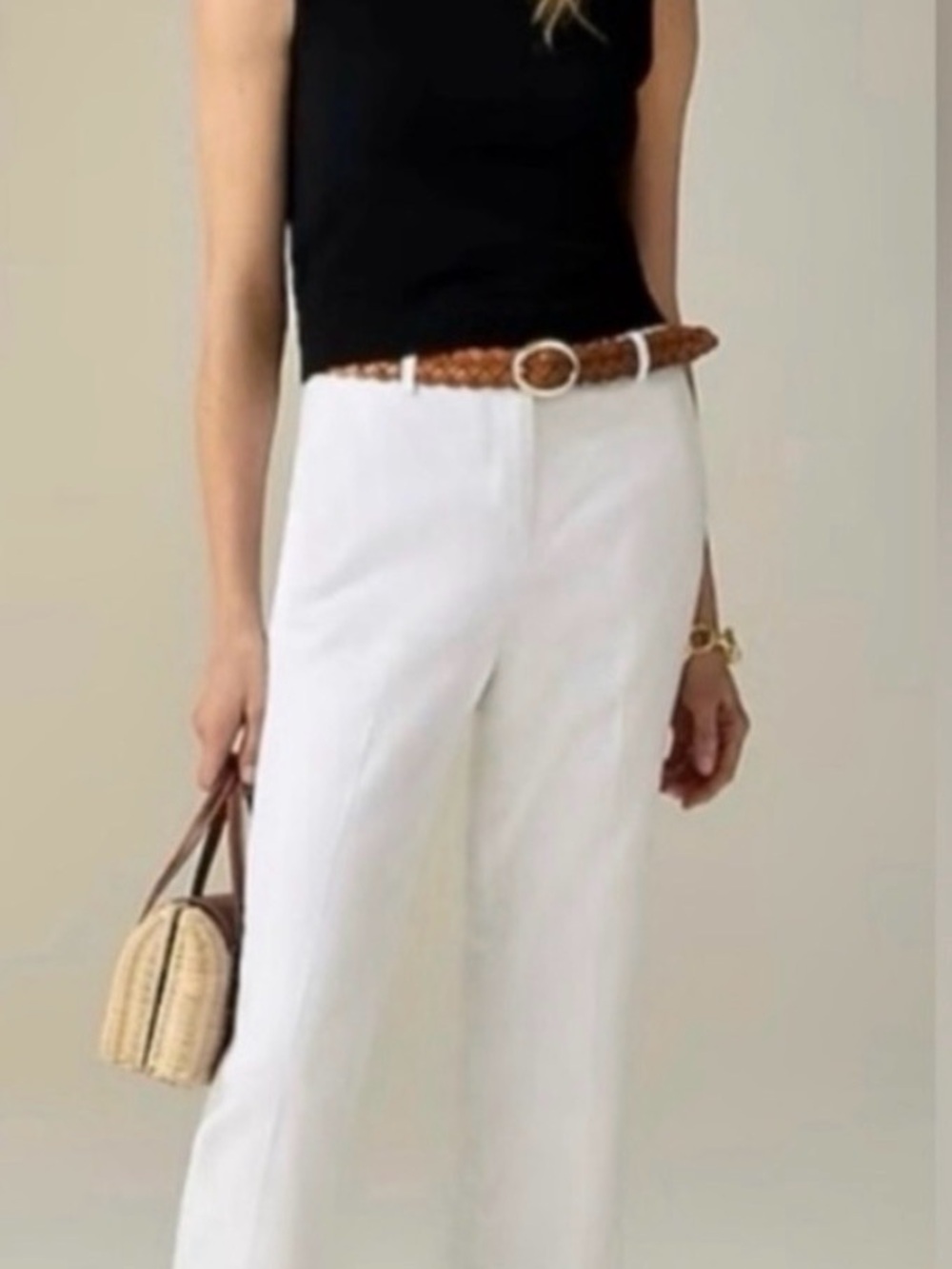 J. Crew White Linen Ankle Pants